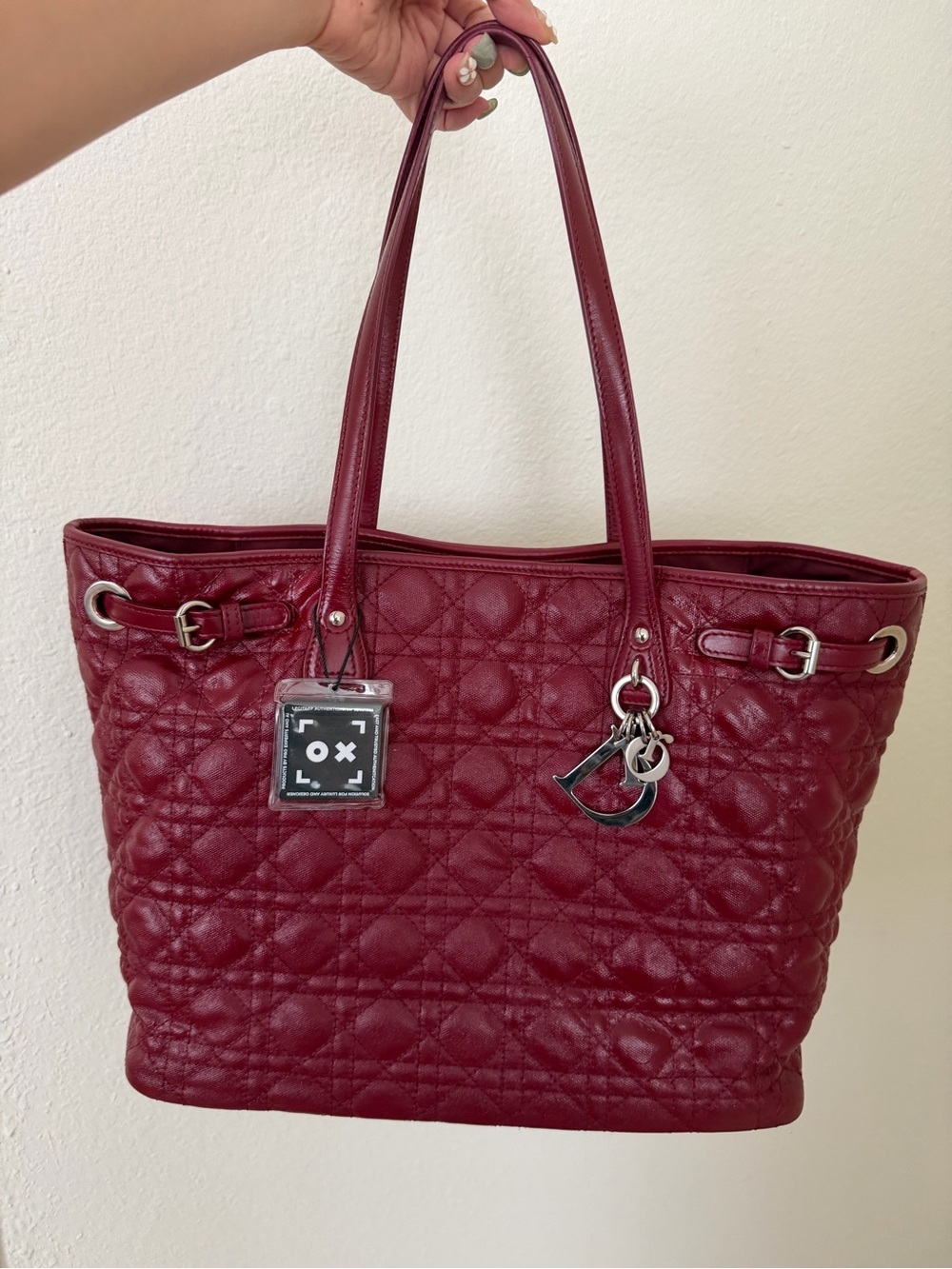 Christian Dior Large Red Cannage Panarea Tote Bag Authentic